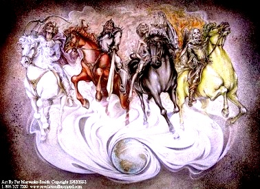A depiction of the four horsemen of the Apocalypse.