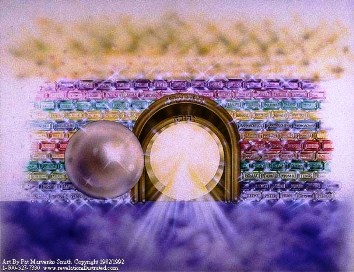 A picture of one of Heaven's gate made of a single pearl.