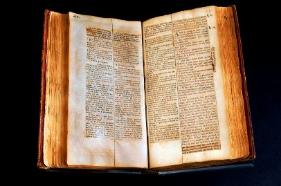 A picture of Thomas Jefferson's mutilated Bible.