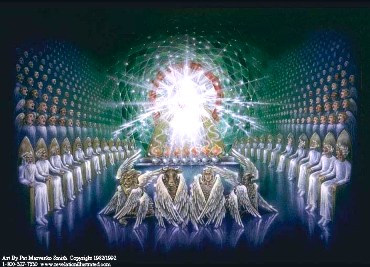 A picture of God's Throne and twenty-four thrones around it.